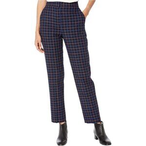 Brixton Women's Navy & Red Plaid High-Waisted Straight-Leg Pants Size 26
